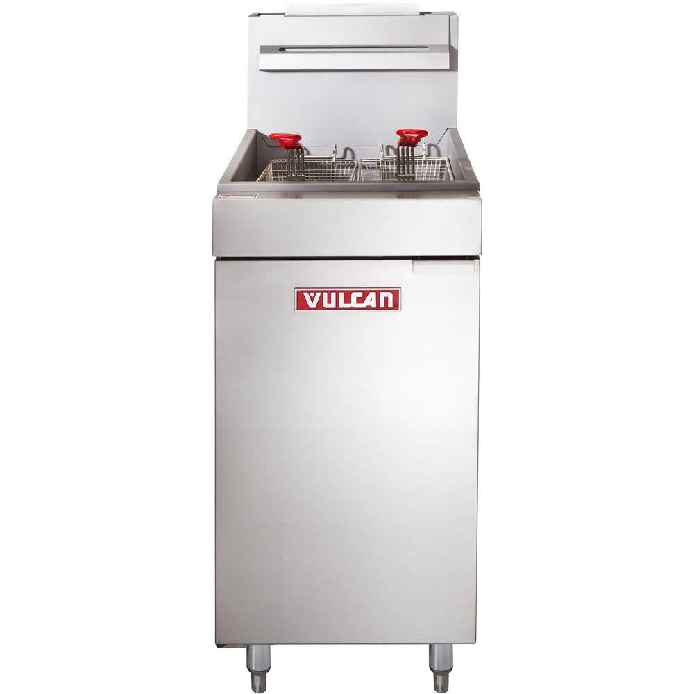 Vulcan LG400 45-50 lb. Natural Gas Floor Fryer – 120,000 Btu