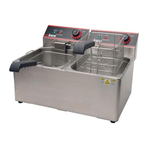 Winco Electric Fryer Twin Well 32 Lbs Capacity 110V