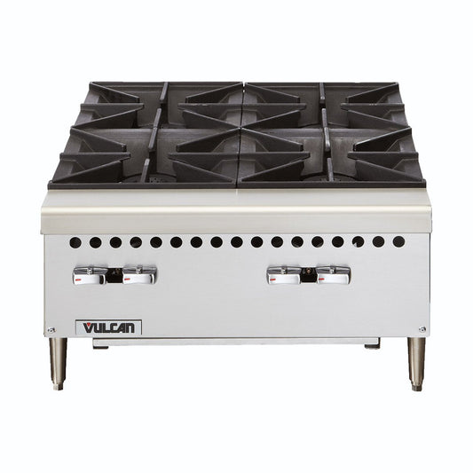 Vulcan VCRH24 Restaurant Series Countertop 24” 4-Burner Gas Hot Plate – 100,000 BTU/hr